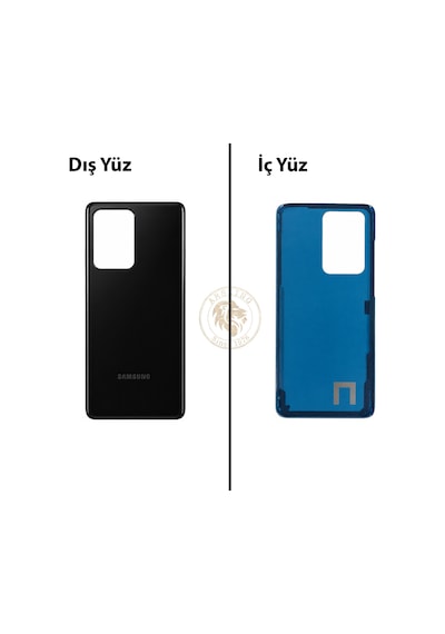 Samsung Galaxy S20 Ultra Siyah Renk Arka Kapak Arka Cam Batarya Kapağı Pil Kapağı Lazer Kesim Back Cover Galaxy S20 Ultra Uyumlu