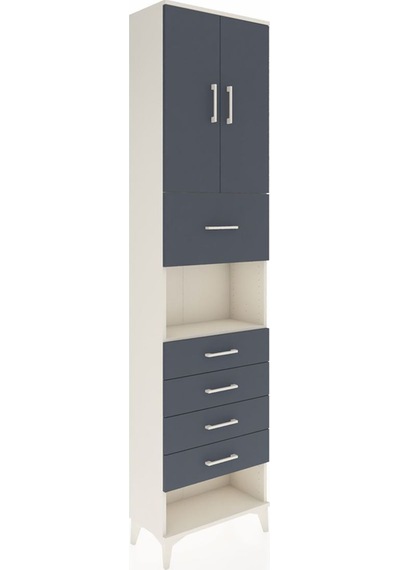 Arges Dolap 3 Raflı 5 Çekmeceli 2 Kapaklı 60x30x243 Aytaşı-antrasit Aytası