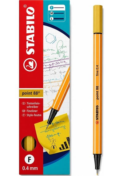 Keçe Uçlu Ince Kalem 88 Point 0.4 Mm Köri Sarısı 88/87 10 Lu Paket