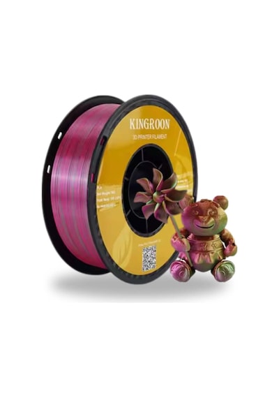 Üç Renkli Silk Pla Filament Altın, Yeşil, Kırmızı Mor Canlı Parlak Renk Geçişi 1.75mm 1 Kg