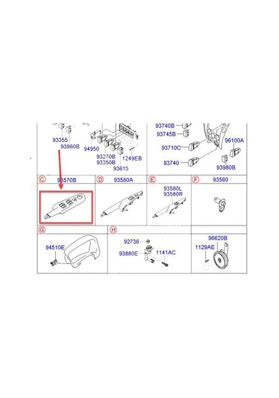 Hyundai Tucson Düğme Kapi Ön Cam 2004-2010 935702e250z9 014062140002 2.0, 2.0 Crdı