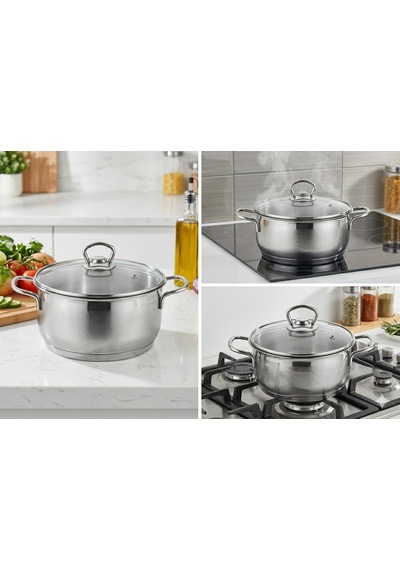 Gülsan Bahar 6 Parça Çelik Tencere Seti 14-16-18cm Cam Kapak Inox