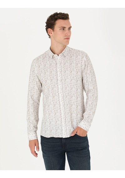 Pierre Cardin Erkek Haki Desenli Gömlek 50273552-vr027 Haki