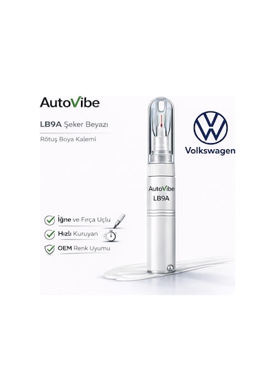 Lb9a Şeker Beyazı Rötuş Boya Kalemi Volkswagen Audi Seat Uyumlu İğne Ve Fırça Uç
