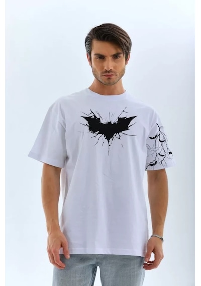 Modi Green Baskılı Unisex Günlük Stil Beyaz Multi-graphic Tasarım Oversize T
