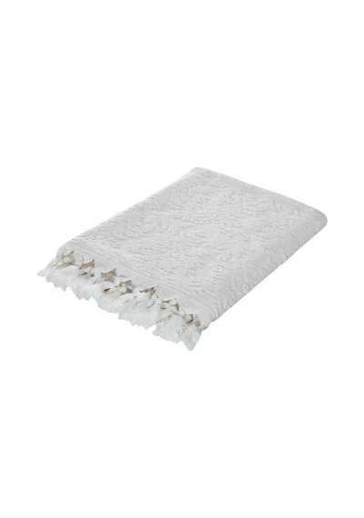 Krem Otantik Saçaklı Banyo Havlusu - 90x150 Cm - Yüksek Su Emiciliği Krem