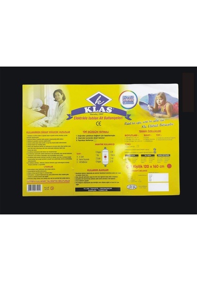 Klas Çift Kişilik Elektrikli Battaniye 120*160