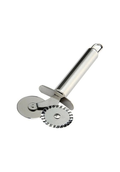 Çift Başlı Metal Pizza Kesici Ve Hamur Ruleti Renkli