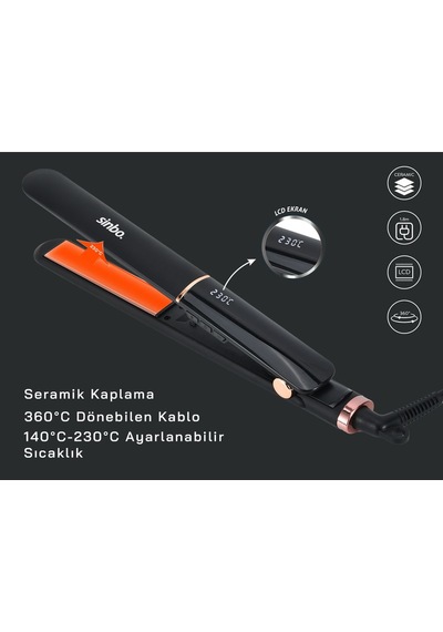 Sinbo SHD-1710 Isı Ayarlı Dijital Saç Düzleştirici Maşa