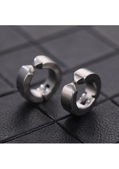 3 MM Sıkıştırmalı Unisex Erkek Çelik Küpe Deliksiz Kulaklara Mse1