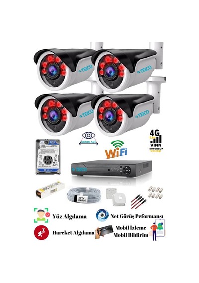 5 Mp Ultra Hd Güvenlik Kamera Seti Teico- 6540n 320 Gb