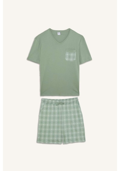 Defacto %100 Pamuk New Regular Fıt Kısa Kollu 2li Açık Yeşil Şortlu Pijama Takımı I0877ax26hsgn1107 Yeşil-gn1107