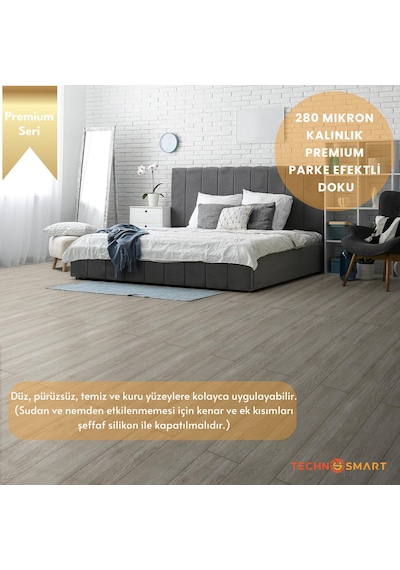 Technosmart 60 100cm Kendinden Yapışkanlı Parke Görünümlü Premium Zemin Duvar Kağıdı Dolap Kaplama Vizon
