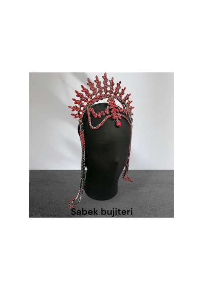 Alınlıklı Taç Büyük Gelin,kına,nişan,söz,after,bride,party Taç Kırmızı - 726455370 Kırmızı