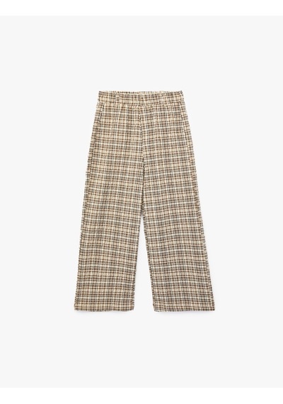 Koton Yüksek Bel Beli Lastikli Ekoseli Geniş Paça Pantolon Kahverengi Ekose 7wkg40038aw Koton Yüksek Bel Beli Lastikli Ekoseli Geniş Paça Pantolon Kahverengi Ekose 7wkg40038aw