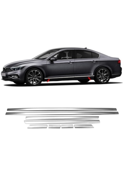 Vw Passat B8 2015-2019 Arası Krom Yan Kapı Çıta 4 Prç P.çelik