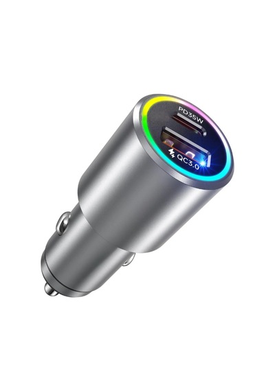 53w Type-c Usb Hızlı Şarj Pd Fast Rgb Araç Şarj Kiti Iron Zinc Araç İçi Şarj Aleti Çakmaklık