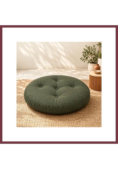 Storeşahin Kapitone Yuvarlak Yer Minderi 60 60 8 Cm Haki Dış Mekân Shn0720