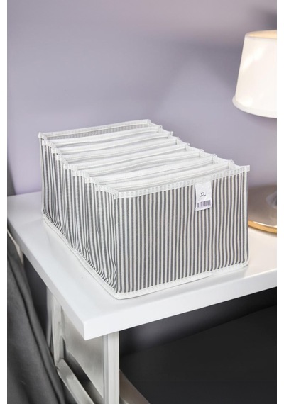 Akordiyon Xlarge Düzenleyici Organizer Dolap İçi Düzenleyici Hurç 30 X 39 X 14 Cm Kumaş Gri Diğer