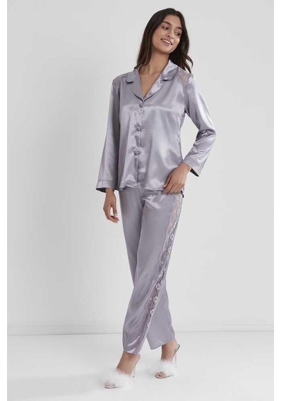 Pierre Cardin Royal Kadın Sırtı Dantel Saten Pijama Takımı 1438 001