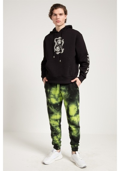 Jahr Marc Dragon Baskılı Siyah Oversize Erkek Sweatshirt Siyah