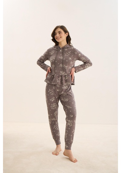 Sevim Kadın Uzun Kol Kapüşonlu Antrasit Pijama Takım C4t8n9o51 001 Sevim Kadın Uzun Kol Kapüşonlu Antrasit Pijama Takım C4t8n9o51 001