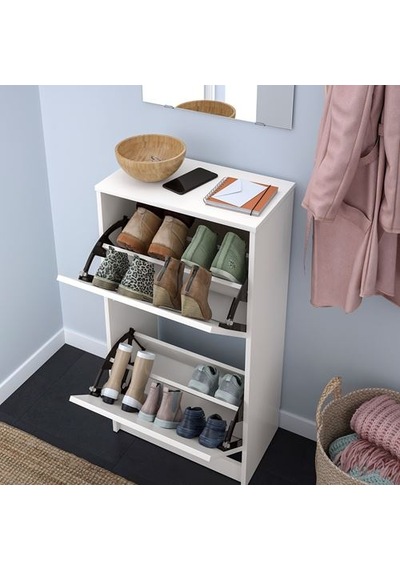 Ikea Bıssa Ayakkabı Dolabı, Beyaz, 49x28x93 Cm, 2 Bölmeli
