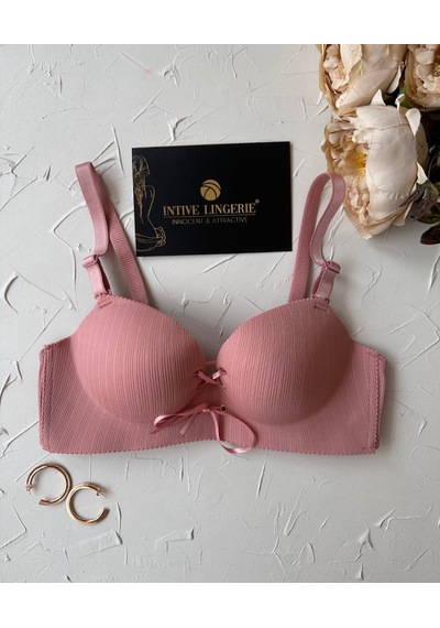 Jennifer Balensiz Push-up Destekli Lazer Kesim Dikişsiz Önden Bağ Gül Kurusu
