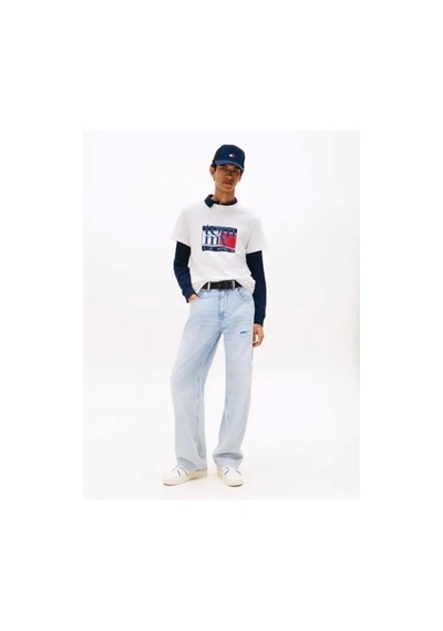 Tommy Hilfiger Tjm Slim Rwb Bayrak Desenli Erkek T-shirt Dm0dm21977ybh-10367 Ancient White