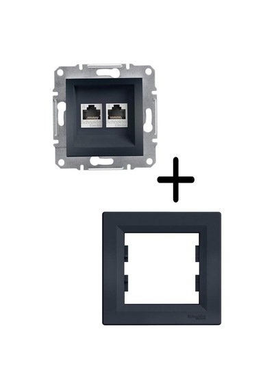 SCH ASFORA PLUS ANTRASIT 2XRJ45 CAT.6 UTP