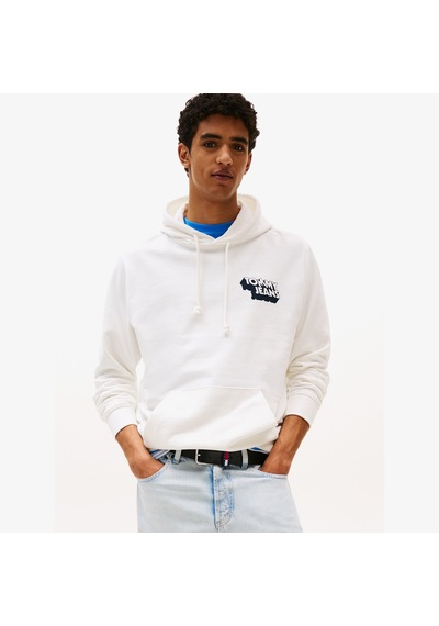 Tommy Hilfiger Tommy Jeans Stack Logo Erkek Beyaz Sweatshirt Dm0dm21625 BEYAZ