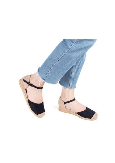 Star Tombis Gerçek Elişi Hasır Jüt Bantlı Günlük Kız Çocuk Espadril Handmade Siyah