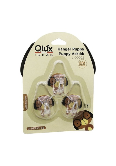 Qlux L-00902 Puppy Askı 3 Adet Şeffaf Askı Yapışkanlı Montaj - 20'li Paket Diğer