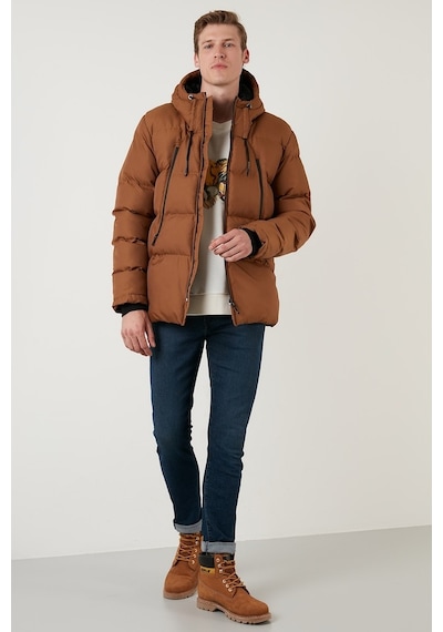 Buratti Kapüşonlu Suya Ve Rüzgara Dayanıklı Soğuk Geçirmez Slim Fit Erkek Mont 5717101 Taba