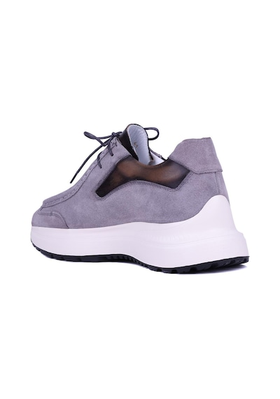 Shoetyle - Gri Hakiki Süet Deri Bağcıklı Erkek Günlük Ayakkabı 115-k525-1373 Gri