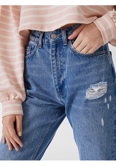 Loft Mom Regular Fit Kadın Pantolon Denim