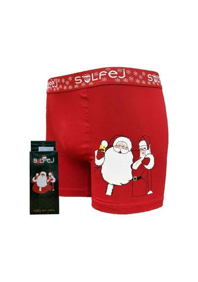 Solfej Yılbaşı Temalı Kırmızı Renk Boxer Kırmızı