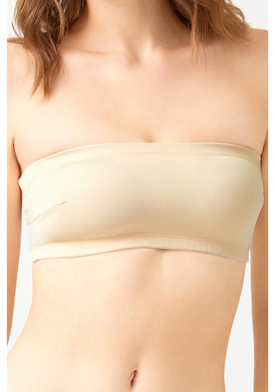 Cottonhill Bej Straplez Crop Top Büstiyer Bej