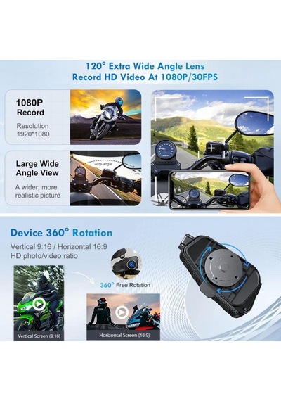 Q28-2x Motosiklet Kask Bluetooth İntercom Yeni Nesil 1080p Hd Sürüş Kaydedici Kablosuz Kamera-1297