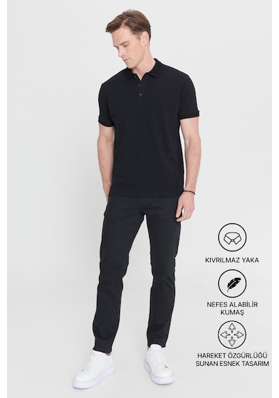 Ac&Co / Altınyıldız Classics Erkek Siyah Slim Fit Dar Kesim Polo Yaka Tişört 4A4820200001SyhXL Siyah