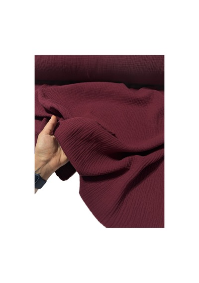 %100 Pamuk Çift Katlı Müslin Kumaş Elbiselik En 140 Cm 4000 -16 Bordo