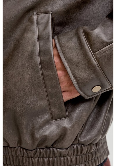 Jack & Jones Jjmarlon Pu Jacket Kahverengi