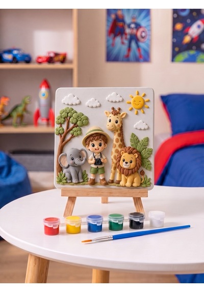 15x15 Safari Hayvanları Taş Boyama Seti Çocuk Ve Yetişkin Hobi Kiti