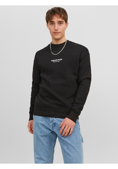Jack & Jones Jack&jones Vesterbro Erkek Siyah Bisiklet Yaka Sweatshirt 12241694-BLK Siyah