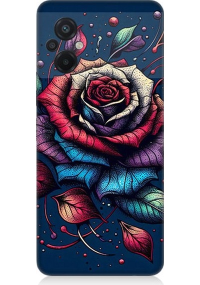 Xiaomi Poco M5 Uyumlu Siyah Gülün Asaleti Desenli Silikon Kılıf Çok Renkli