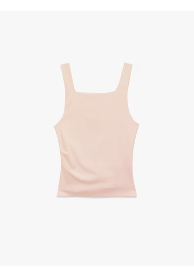 Koton Pamuklu Kare Yaka Drapeli Kolsuz Bluz Pembe 6sal30087ık Gül