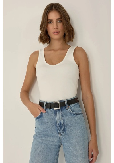 Hiccup Erin V Yaka Crop Top Tozlu Beyaz