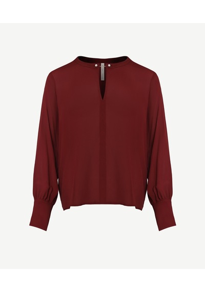 Yargıcı Yaka Detaylı Bluz Bordo