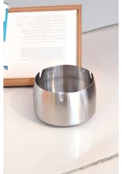 Mucit Home Gümüş Bombeli Paslanmaz Metal Küllük Modern Ve Şık Tasarım