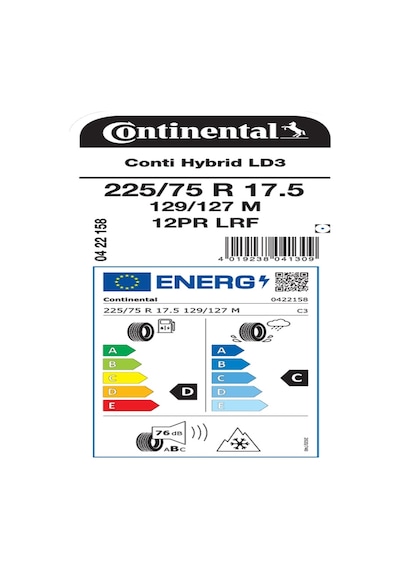 Continental 225/75R17.5 129/127M Tl Conti Hybrid Ld3 Eu Lrf 12Pr M+S 3Pmsf Kış Lastiği 2024
